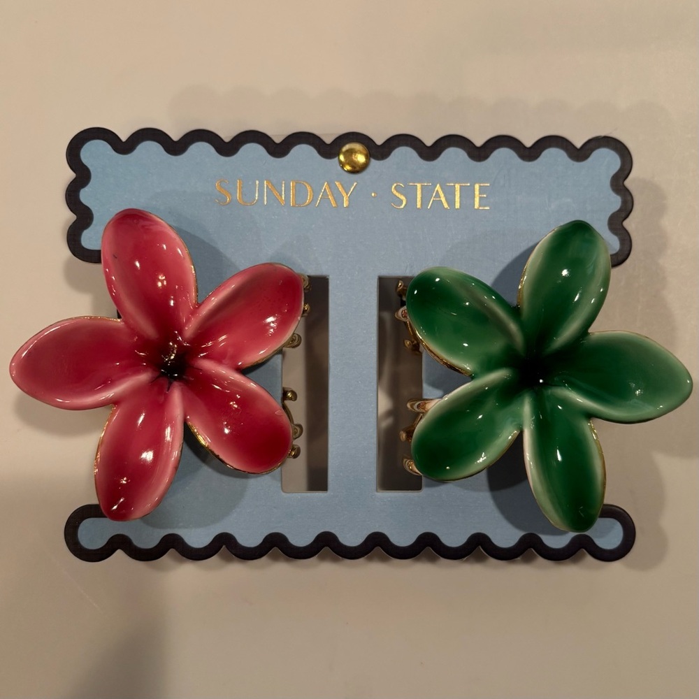 Sunday State plumeria flower metal hair claw clip set / NEW / original packaging